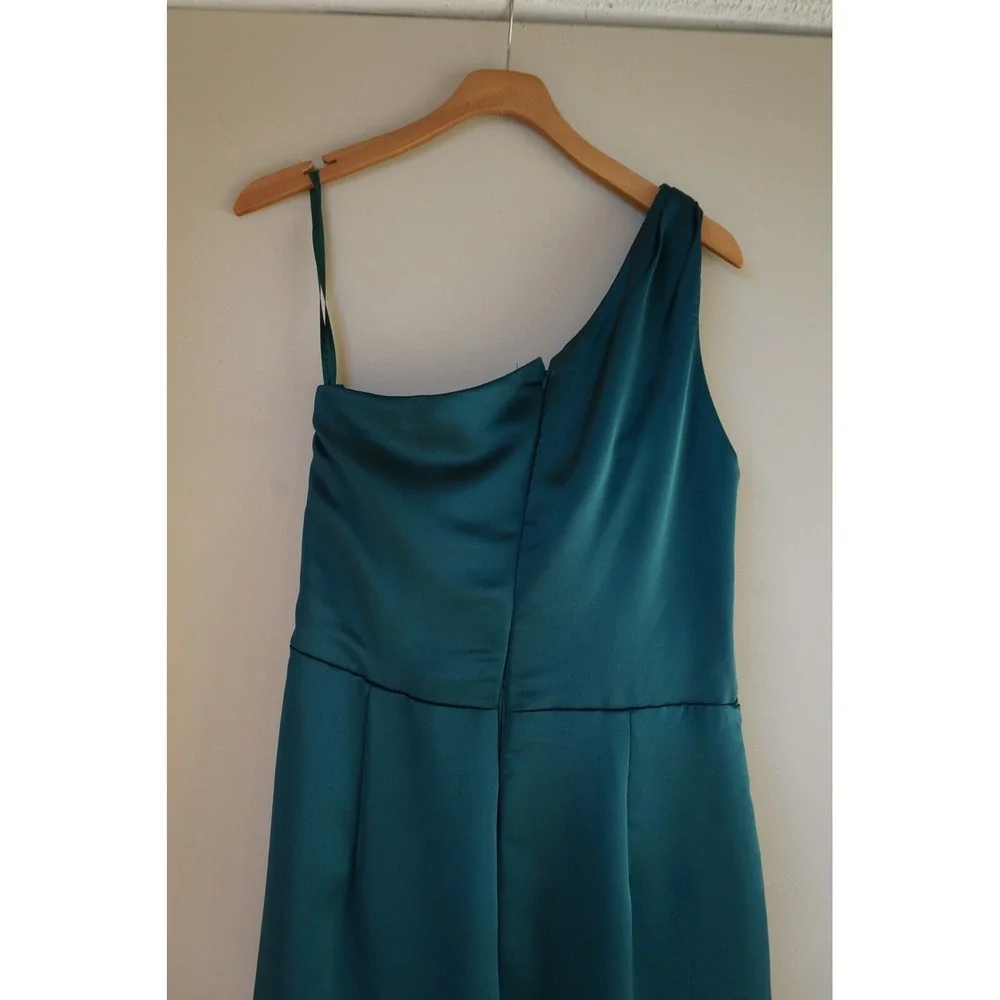 Mori Lee One Shoulder Slit Skirt Bridesmaid Dress Ruched Maxi Dress Slit size 10